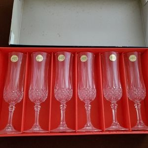 Cristal d'Arques LongChamp Set of 6 Vintage Crystal Champagne Flutes